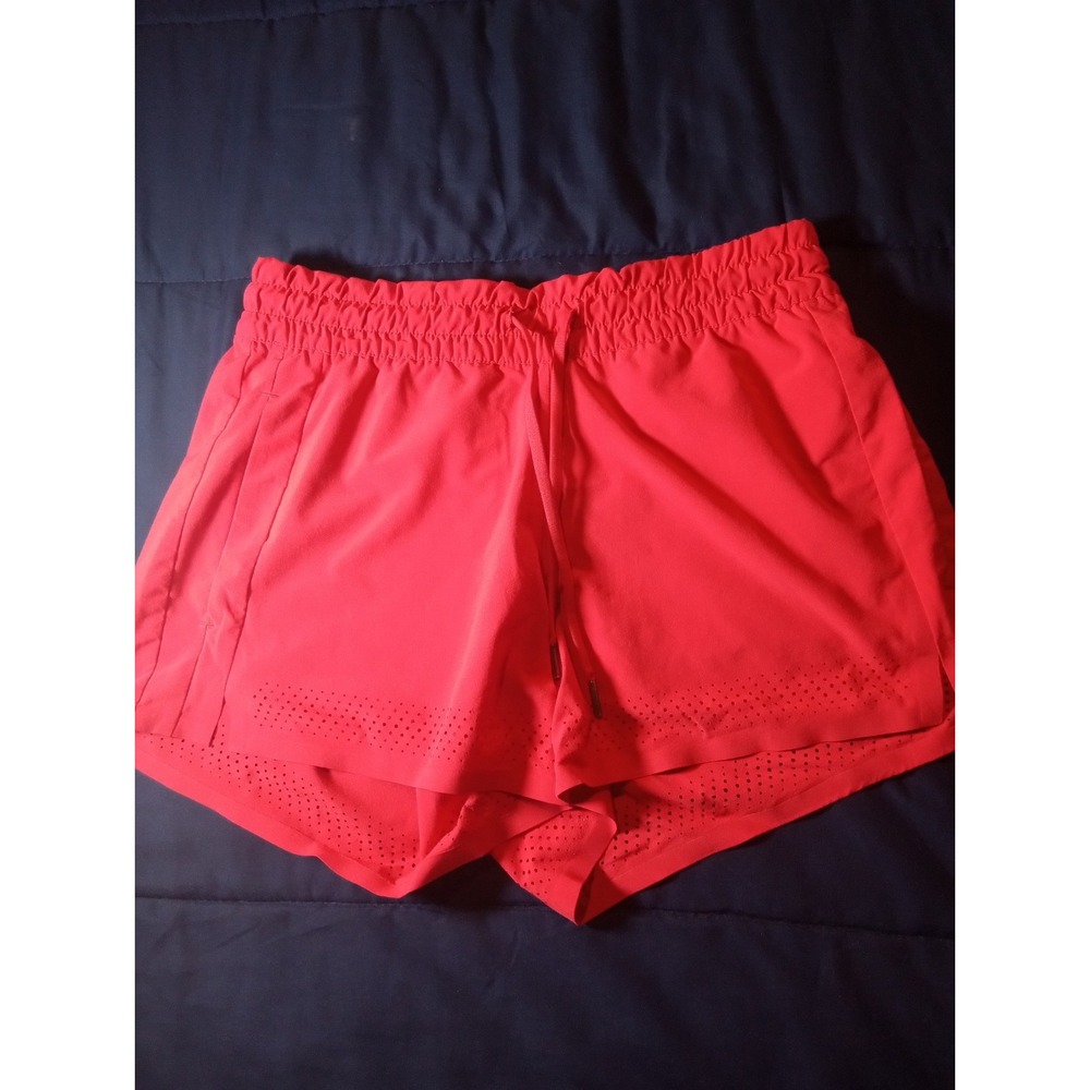 Athleta Baja Shorts Laser Cut Trim Hibiscus‎ Red Size 2 Athleisure Wear Sporty